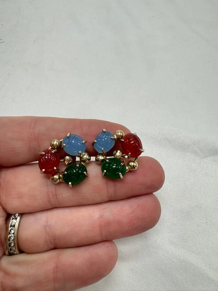 VTG Egyptian Revival Scarab Screw Back Earrings