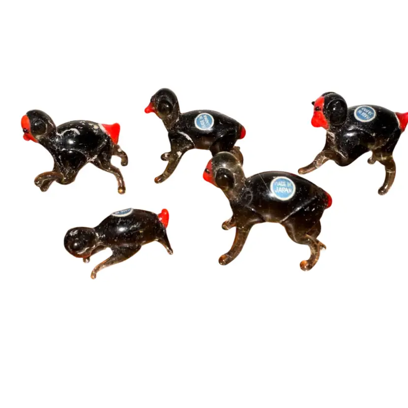 Miniature Art Glass Baboons/Monkeys Lot Of 5