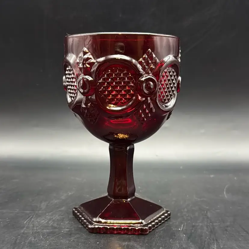 Vintage Avon 1876 Cape Cod Ruby Red Glass Water Goblet 6”
