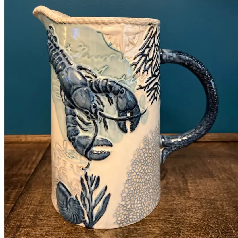 *Rare* Cracker Barrel Stoneware “Coastal Classics” Ocean Themed Pitcher ~ EC!!