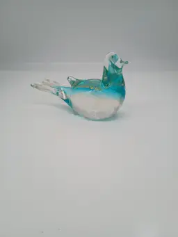 5th Avenue Crystal Hand Blown Blue & Aventurine Bird Dove Figurine Paperweight