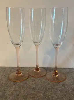 3 Peach Luminarc Champagne Glasses  # 3162