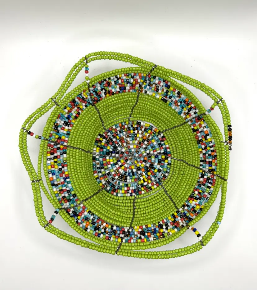 Hand Beaded Trinket Basket 5.5β x 2β