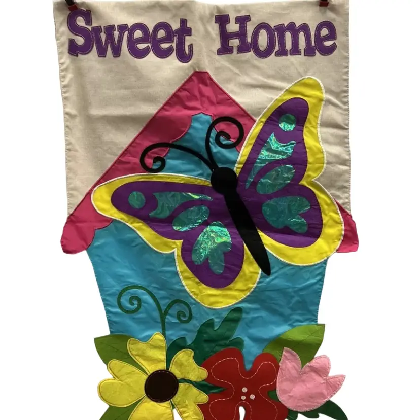 Evergreen Enterprises Sweet Home Garden Home Flag 2 Sided Flower Butterfly