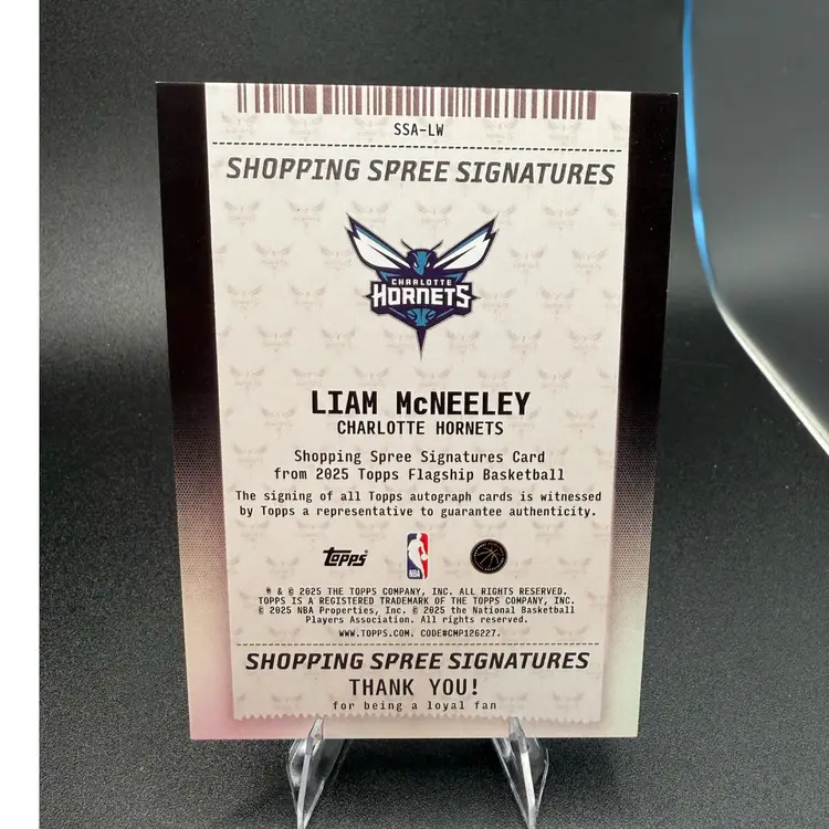 Liam McNeeley Shopping Spree Signature #/50 2025-26 Topps Charlotte Hornets