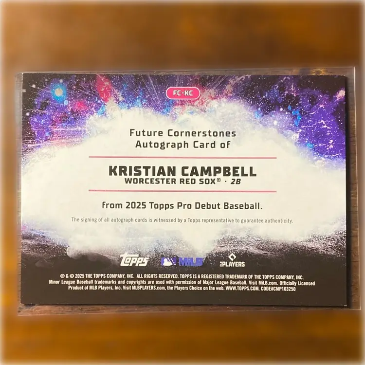 2025 Topps Pro Debut Kristian Campbell Future Cornerstone Auto /99 Boston Red Sox