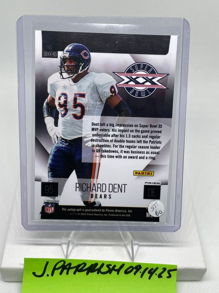 2022 Panini Super Bowl XX Richard Dent On Card Auto 1985 SBXX MVP Chicago BEARS