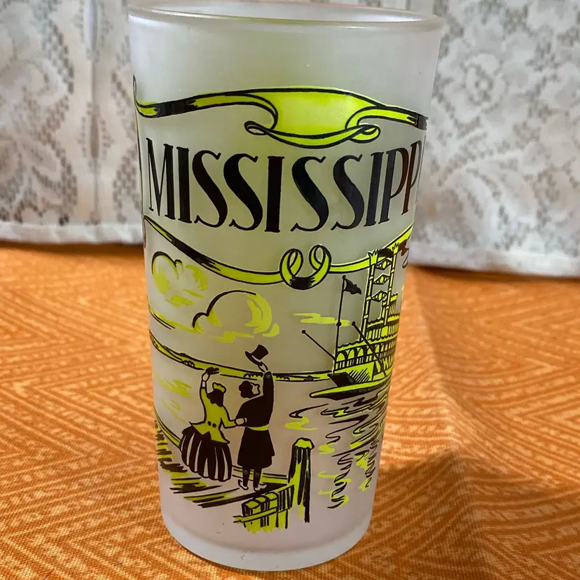 Frosted Hazel Atlas State Glass MISSISSIPPI
