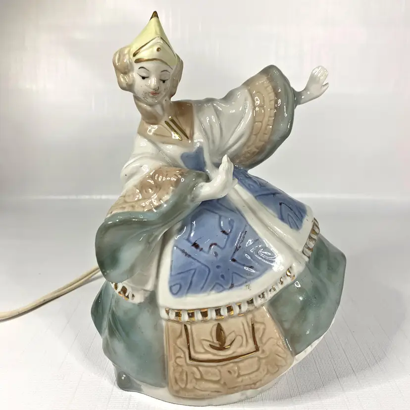 Lenwile Ardalt Ceramic Night Light Hard to Find Dancing Girl Asian Oriental Vintage
