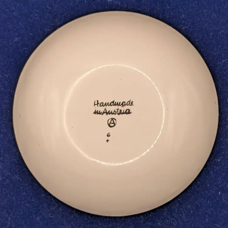 Austrian Hand-Painted Enamel Trinket Dish Boy & Girl Steinbock Style 1960s