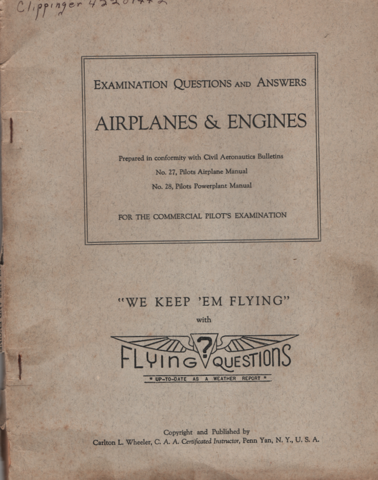 Vintage Examination Questions And Anwers Airplanes And Engines Sept 1946 Commercial Pilots Examination Aviation Enthusiasts Pilots