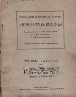 Vintage Examination Questions And Anwers Airplanes And Engines Sept 1946 Commercial Pilots Examination Aviation Enthusiasts Pilots