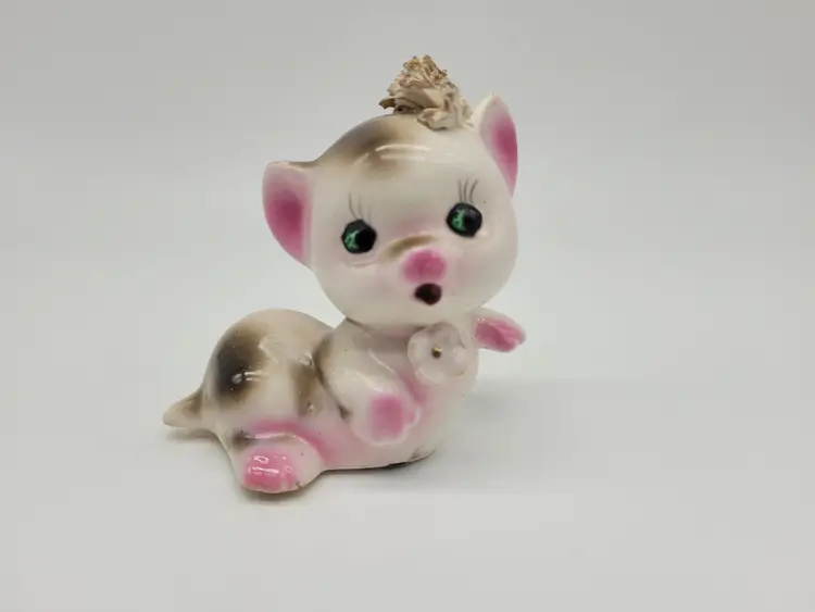 Vintage Single Spaghetti Hair Anthropomorphic Kitty Cat Shaker