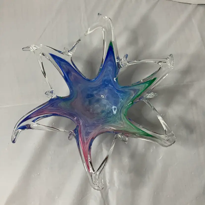 Gorgeous Glass Multi Colored Bowl! 9 1/4” Wide 3” Tall!