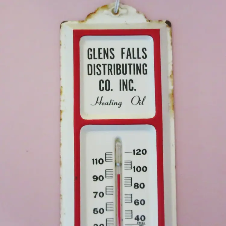 Vintage Metal Thermometer Heating Oil Co Advertising Glens Falls NY