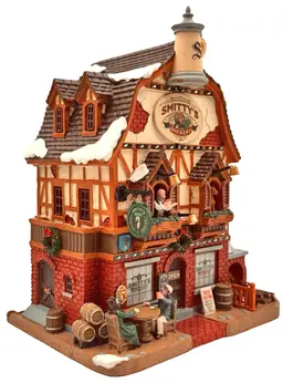 Lemax Caddington Village Smitty's Brewery Christmas Beer Maker Lights Up Pub Bar