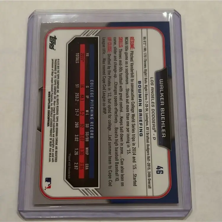 2015 Bowman Chrome Walker Buehler 1st Teal Refractor