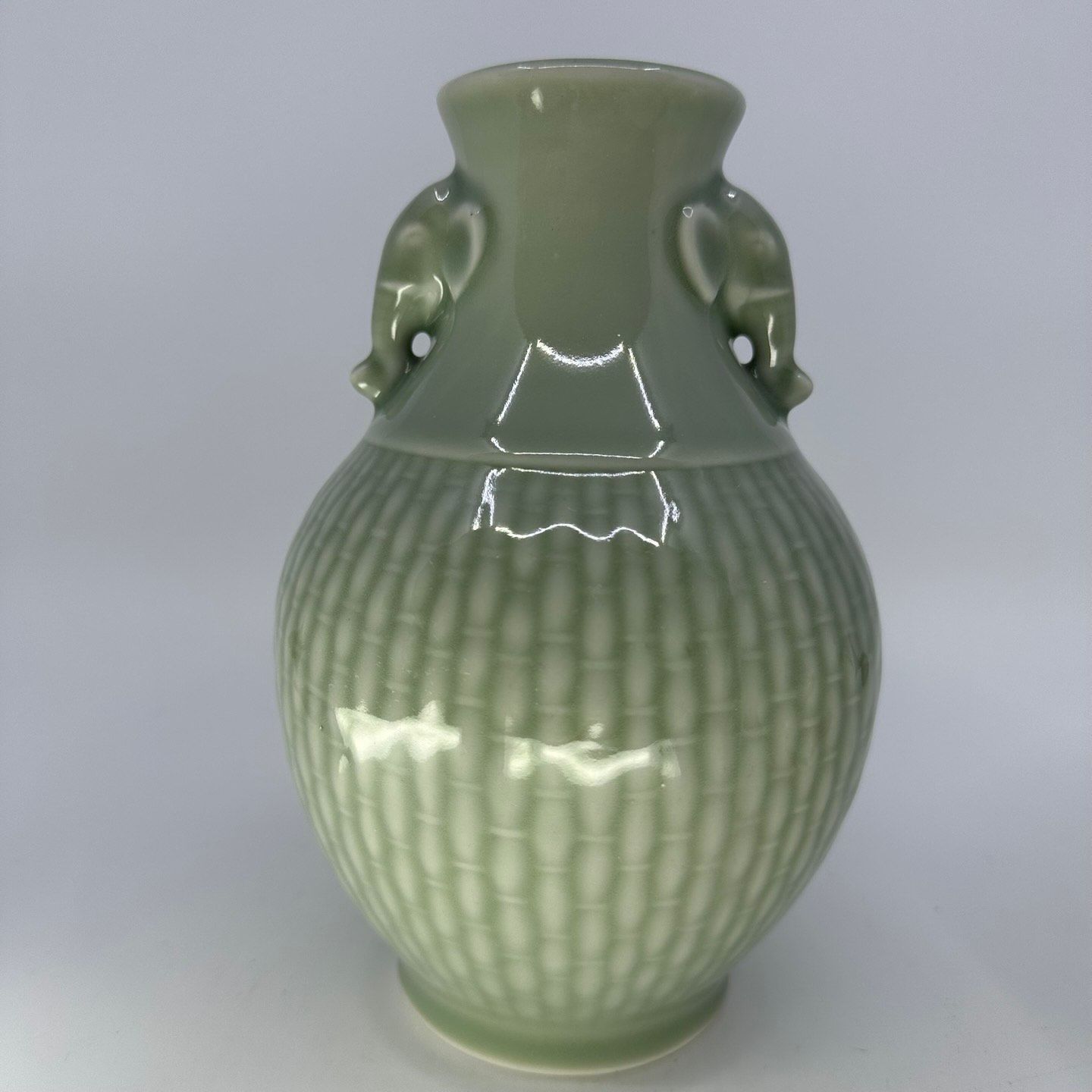 Niknax · Early 20th Century Chinese Celadon Vase With Elephant Handle
