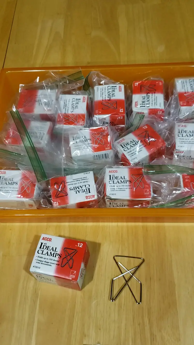 ACCO Ideal Clamps, Steel Wire, Large, 2-5/8 inch, Silver, 12/Box - 25 Boxes 300 Clamps Total