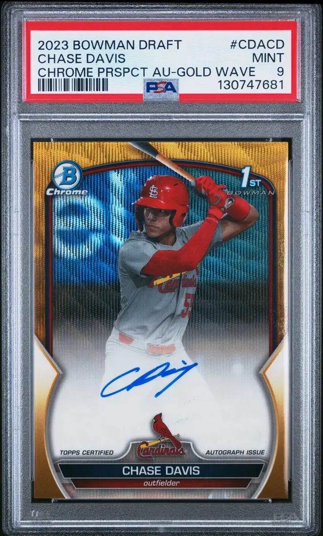 Chase Davis 1st Bowman Chrome Gold Wave Auto /50 PSA 9 St. Louis Cardinals