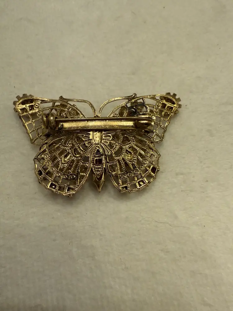 Vintage Rhinestone Butterfly Brooch