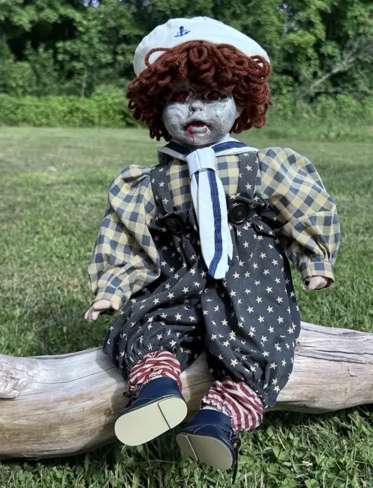 Horror Doll Terrible Ted The Sailor Creepy Scary Halloween Doll OOAK (one of a kind) 16” Decor, Hand Painted Stage Prop or Halloween Decoration