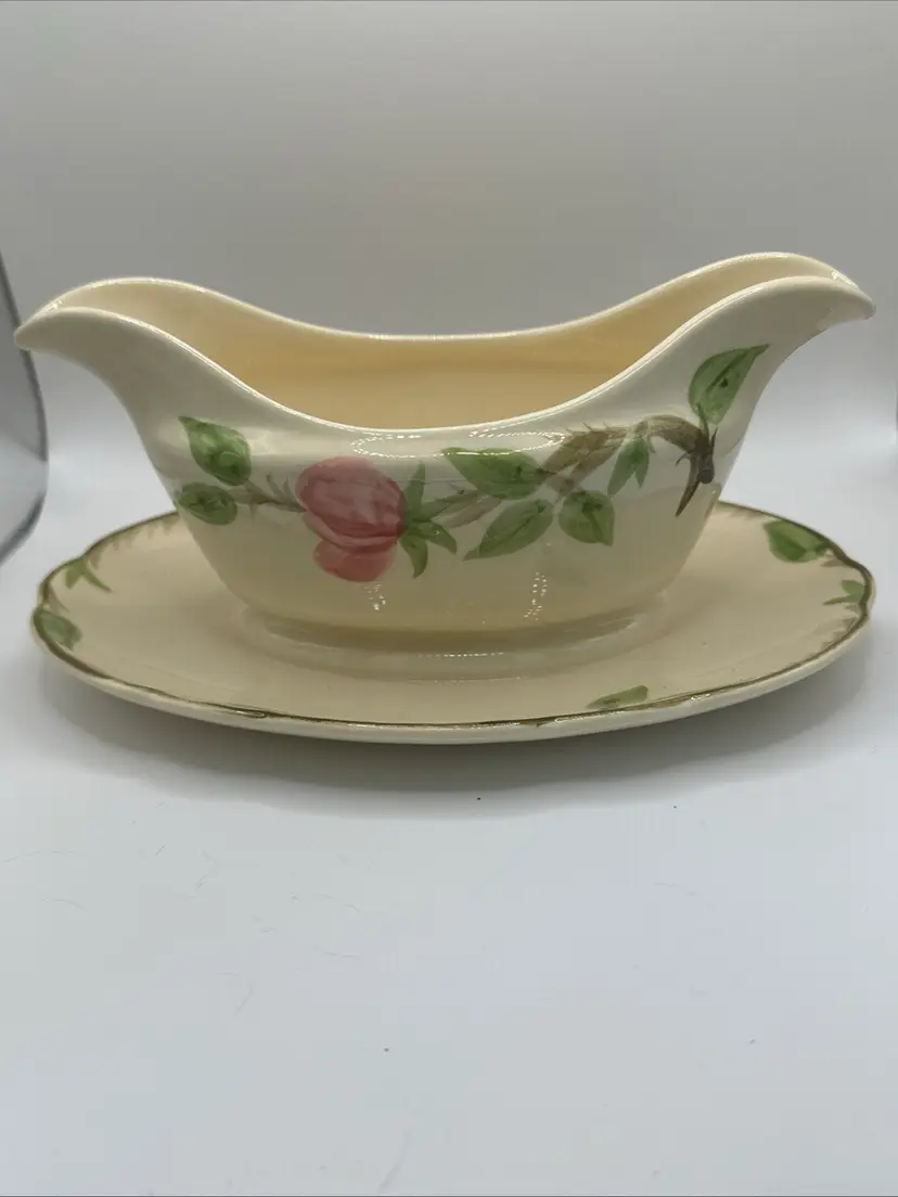 Franciscan Desert Rose Gravy Boat with Attached Underplate USA 1950's