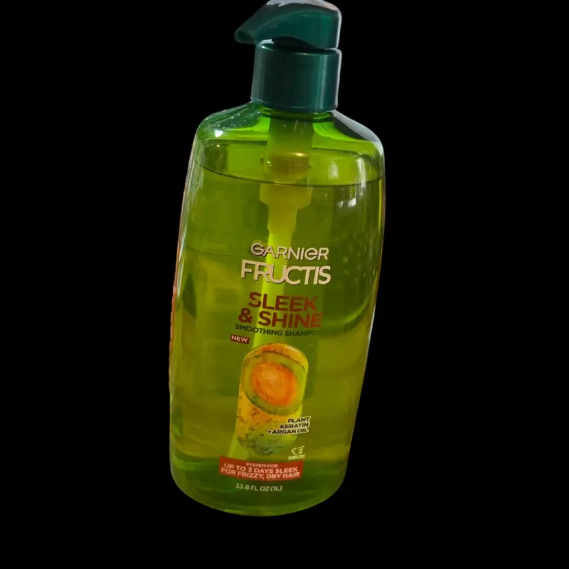 Garnier Fructis Sleek And Shine, Smoothing Shampoo, Plant Keratin, And Argon Oil Frizzy Dry Hair 33.8 Fluid Ounces