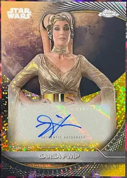 2025 Topps Star Wars Hyperspace Garsa Fwip Jennifer Beals Gold Auto #3/50