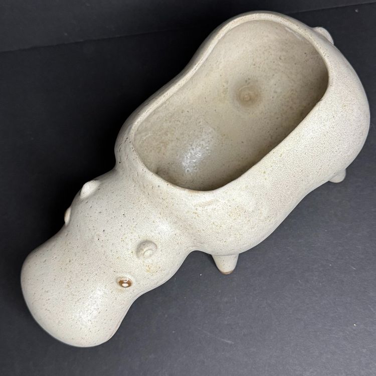 David Stewart Stoneware Glazed Ceramic Hippo Planter 10 1/2" x 5 1/2"