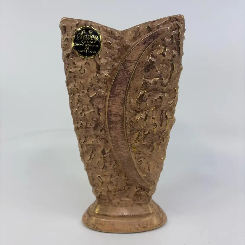 12 MCM Savoy Rose & 24K Gold Decorated Moon Vase 7”