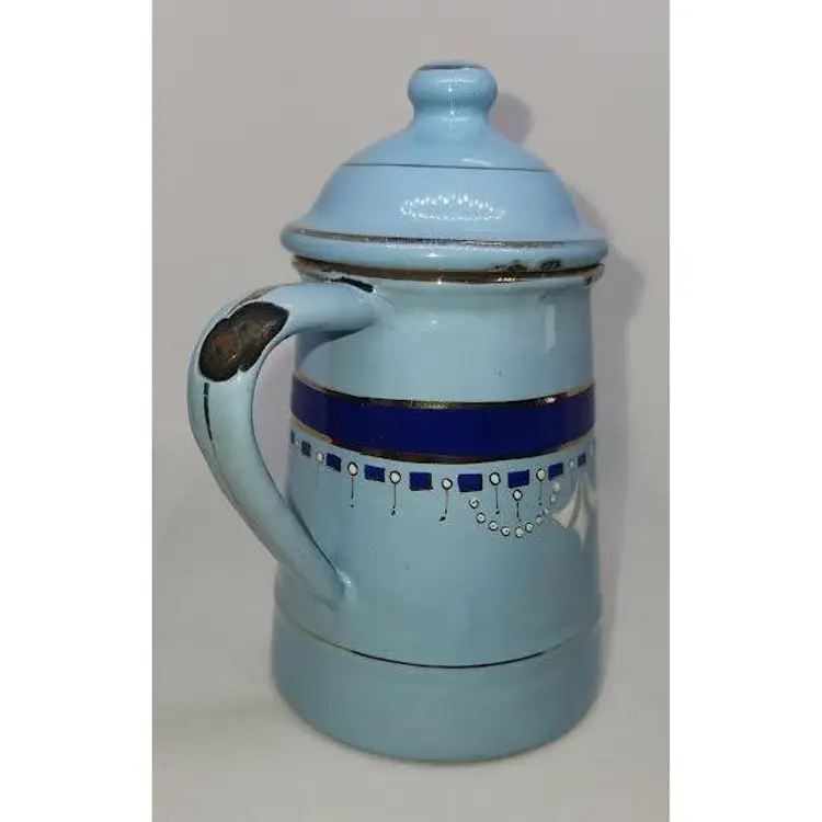 VINTAGE BAUMANN H - 82 BLUE ENAMEL COFFEE POT