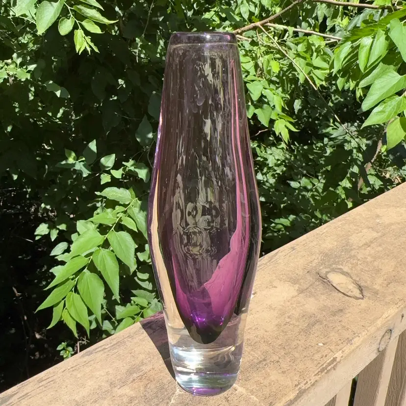 Vintage 9” Swedish Cased Amethyst Vase