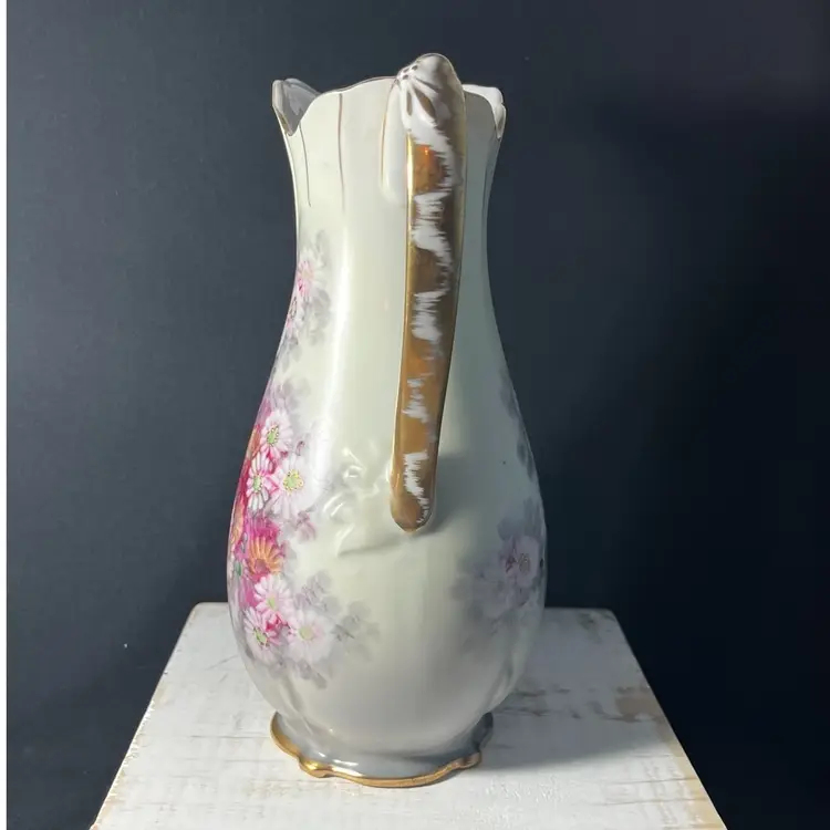 VTG Porcelain Pitcher With Flowers - Ucagco Japan