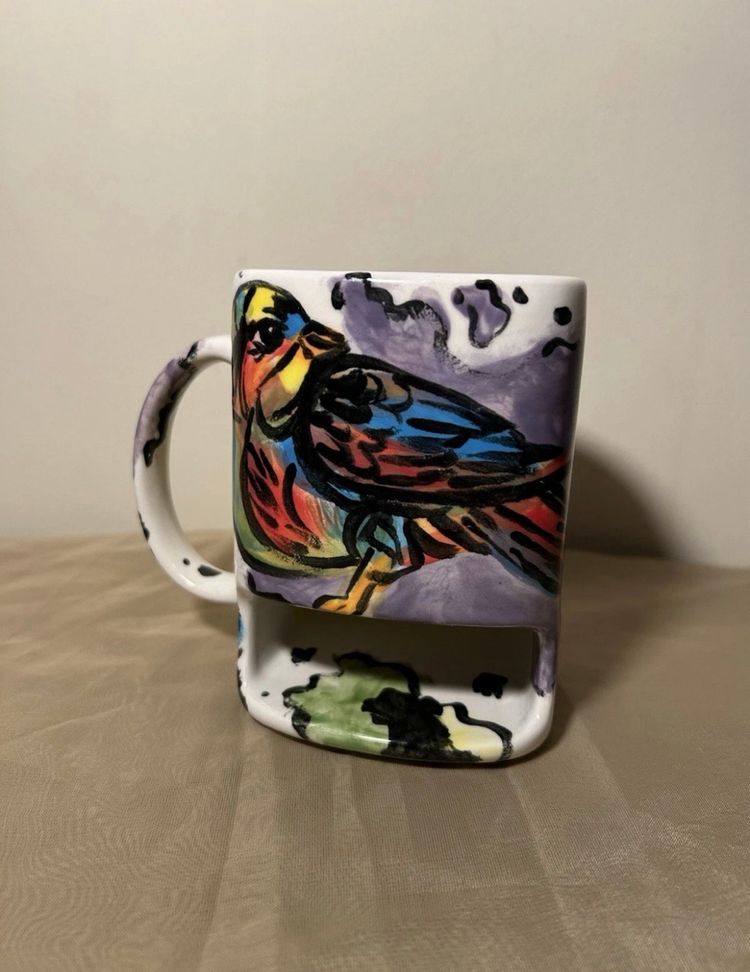 Ceramic Hand Painted Bird Mug