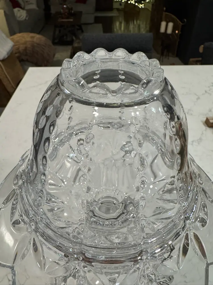 Vintage 24% Lead Crystal Fairy Lamp With Prisms And Beaded Chain Design. Made In Czech Republic.