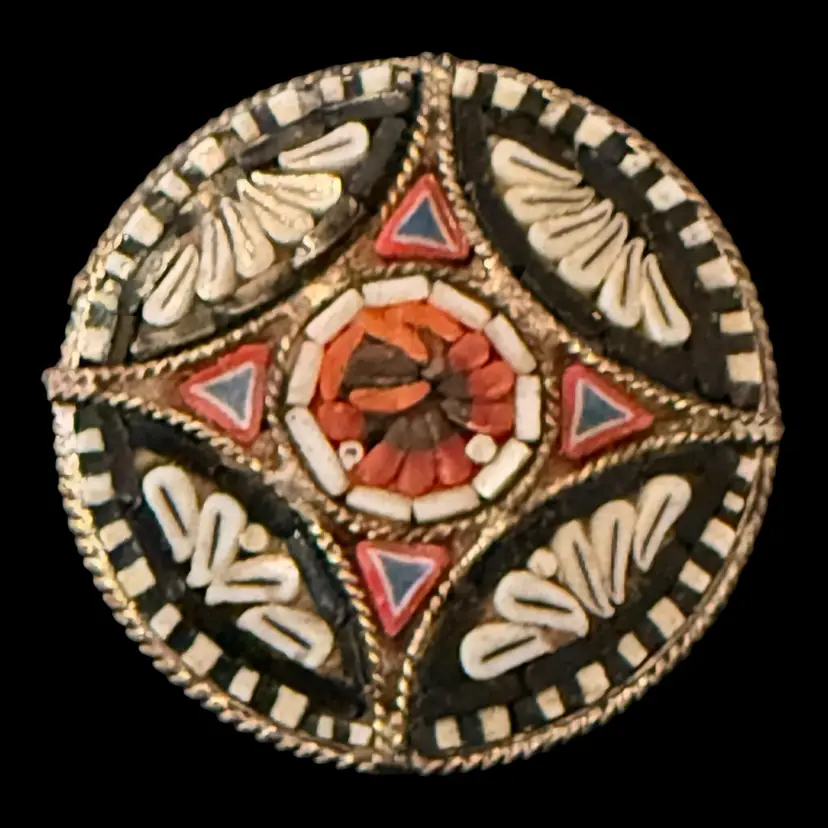 Micro Mosaic Round Brooch 1.25”