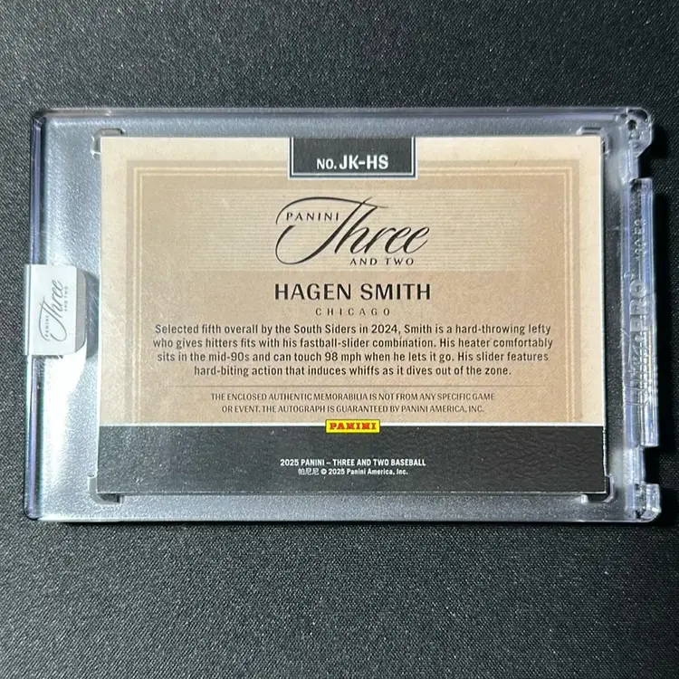 Hagen Smith 2025 Panini Three And Two Jersey Autographs 3/3 Chicago White Sox