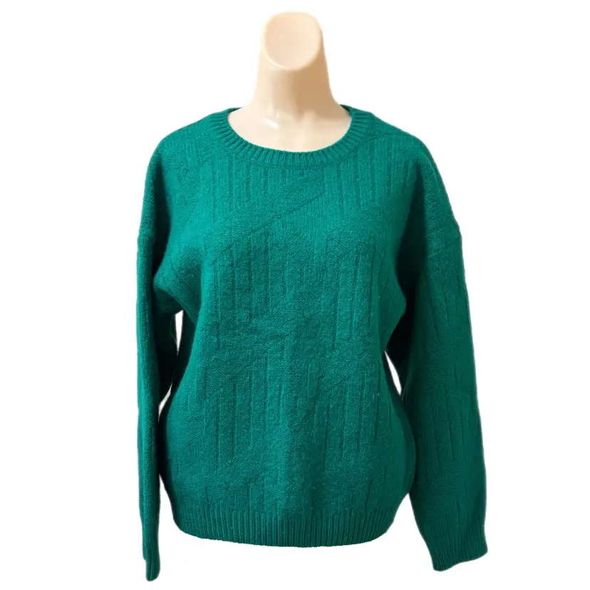 Stefanel Large Wool Blend Sweater Green Made Italy Designer 1990s Vintage