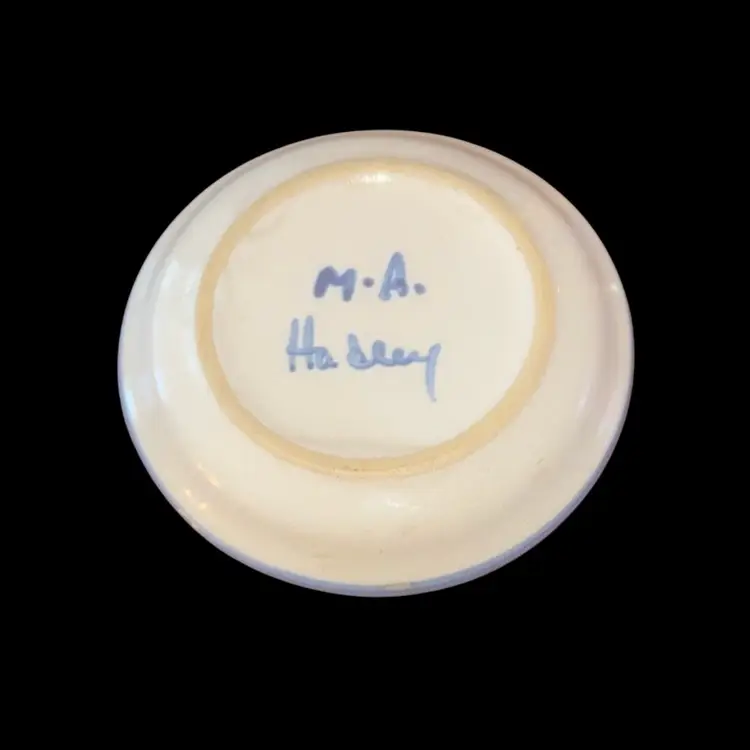 M.A. Hadley Stoneware "A Very Happy Anniversary"  Coaster/Trinket/Condiment Dish
