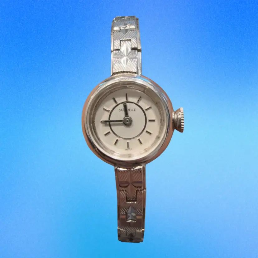 Vintage 1970’s Bulova Caravelle 46317-4W 17J SilverTone Mechanical Wind Up Watch, Working