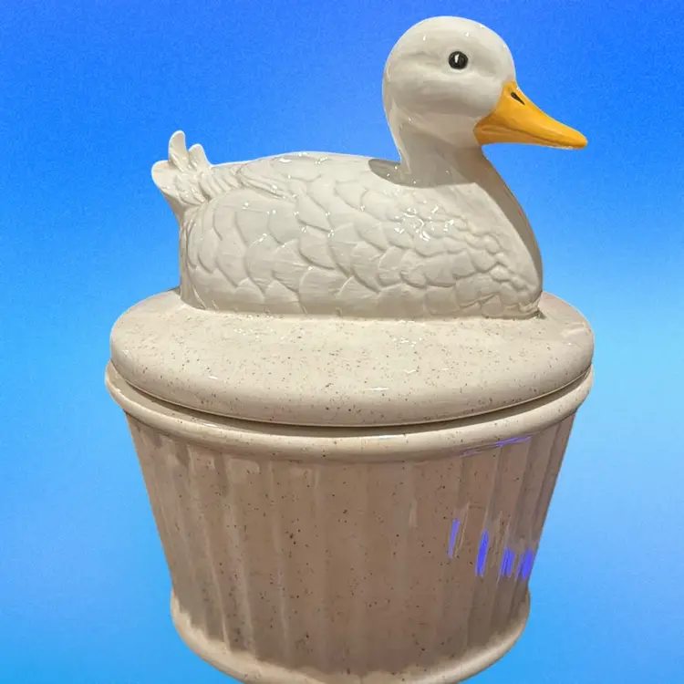 Vintage Duck Biscuit Jar 1985  Handpainted By Rita Ann