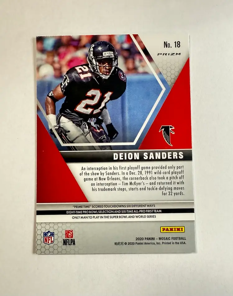 Deion Sanders 2020 Panini Mosaic Prizm Green #18 Atlanta Falcons