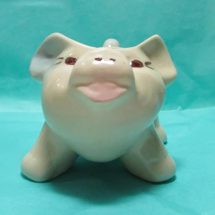 vintage Shawnee ceramic little pig planter holder farm country decor