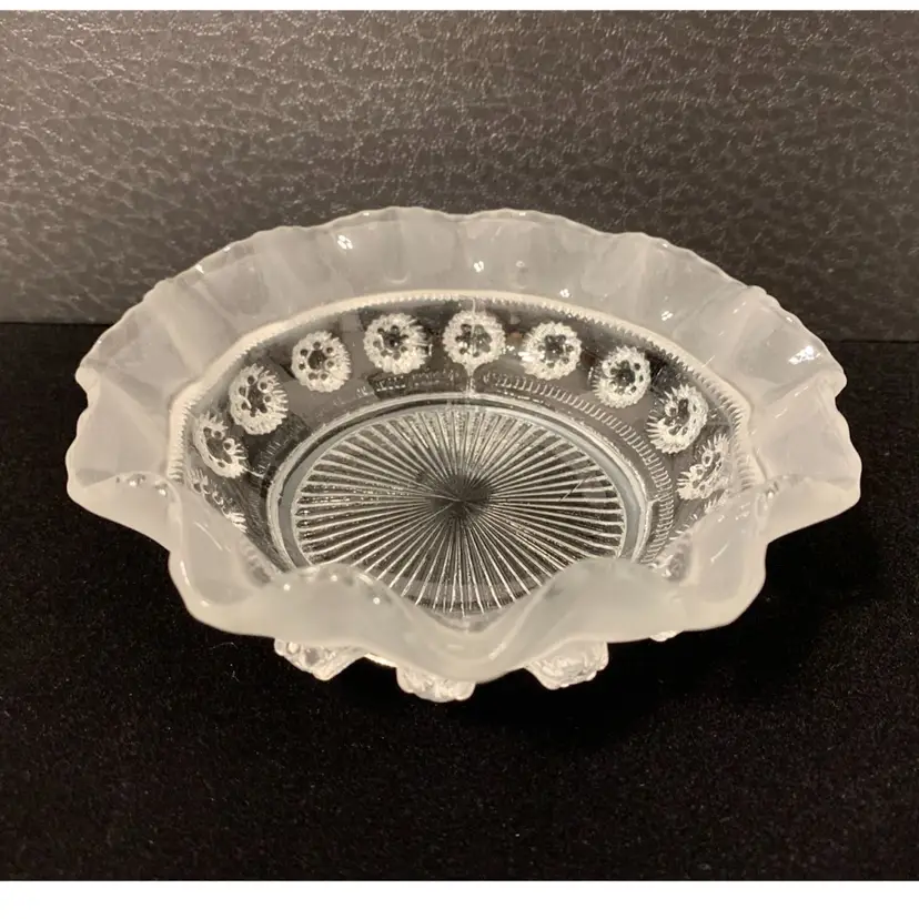 Vintage Art Deco Davidson Glass Clear “Blackberry Prunt” 5” Berry Bowl