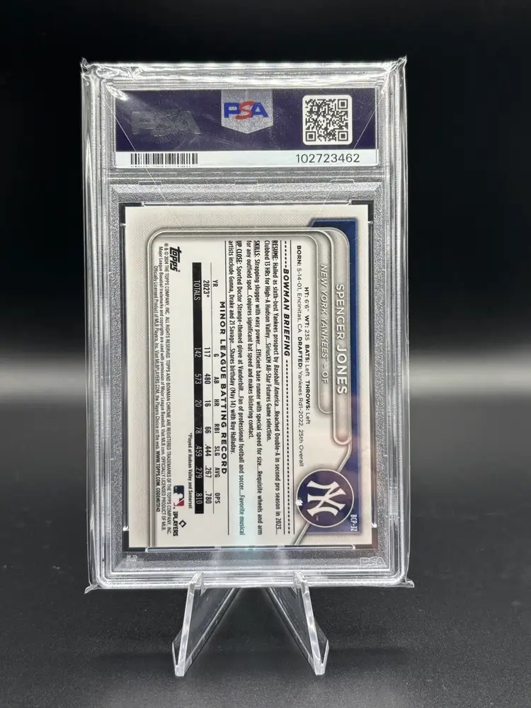 2024 Bowman Sapphire Spencer Jones Red /5 PSA 9