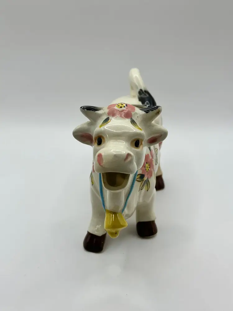 Vintage Floral Painted Cow Creamer Planter, Ceramic Farmhouse Decor, Quirky Kitchen Pot, Unbranded