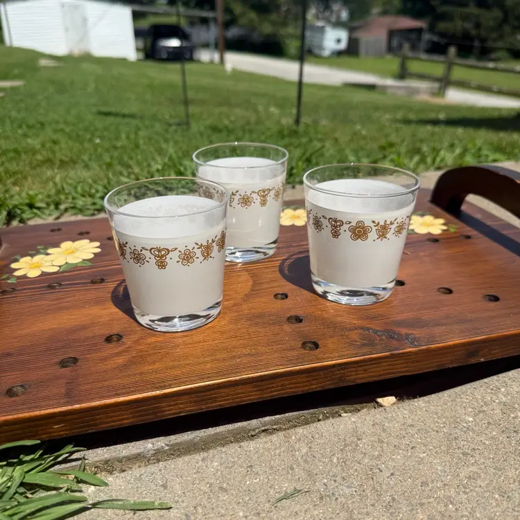 Set Of 3 Vintage Corelle James Bradley Butterfly Gold Glasses Boho Cottagecore