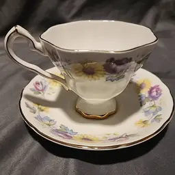 Vintage Royal York Bone China Tea Cup And Saucer Floral Design With Gold Trim
