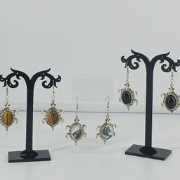 Three Pair of Turtle Gemstone Earrings